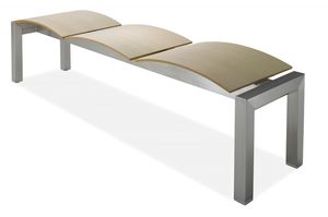 banc contemporain / en hêtre / en inox / en acier peint