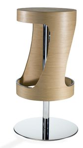 tabouret de bar contemporain / en chêne / en acier inoxydable / en métal chromé