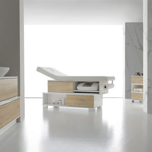 table de massage fixe / en bois / avec rangement