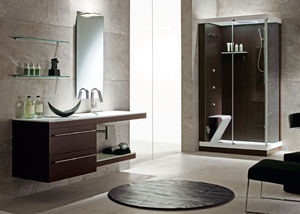 salle de bain contemporaine / en bois / en verre