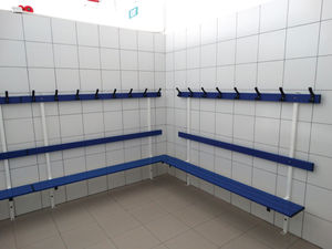 banc de vestiaire / contemporain / en acier / avec dossier