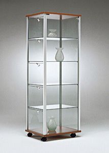 vitrine contemporaine / sur piétement / en verre / en aluminium