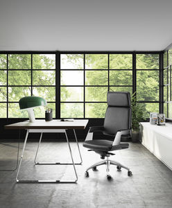 fauteuil de direction contemporain / en cuir / en simili cuir / à roulettes