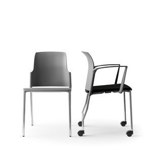 chaise de conférence tapissée / avec accoudoirs / empilable / à roulettes