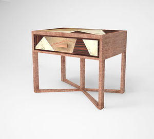 table de chevet contemporaine / en bois / en cuivre / en marbre