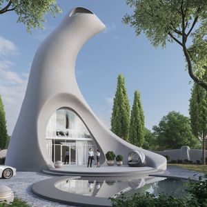 maison individuelle / design original / en béton / écologique