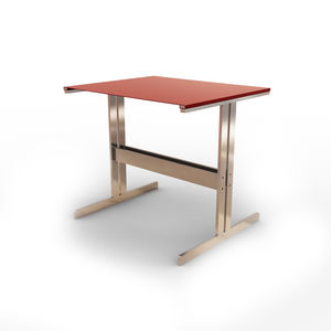 table d'appoint contemporaine / en acier / en cuir / rectangulaire