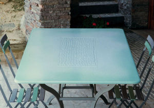 table à manger contemporaine / en céramique / carrée / d'extérieur