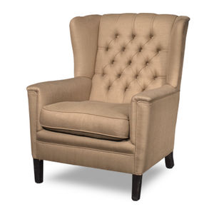 fauteuil chesterfield / en cuir / en bois / à oreilles
