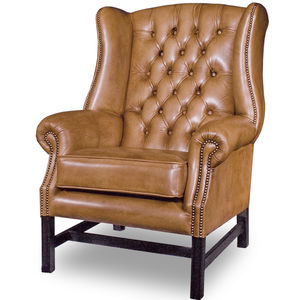 fauteuil chesterfield / en cuir / en bois / à oreilles