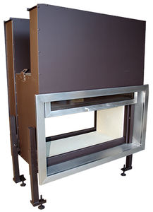 cheminée avec porte escamotable / à bois / contemporaine / à foyer fermé