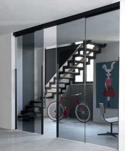 porte d'intérieur / coulissante / avec verre de sécurité / en aluminium