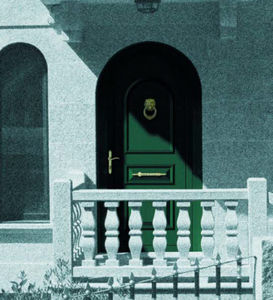 porte d'entrée / battante / en aluminium / semi-vitrée