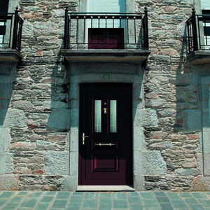 porte d'entrée / battante / en aluminium / semi-vitrée