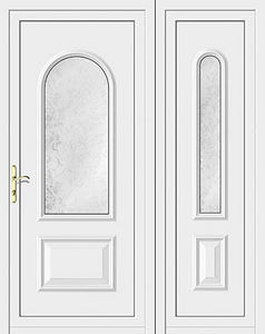 porte d'entrée / battante / en aluminium / semi-vitrée