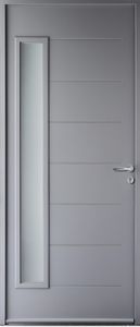 porte d'entrée / battante / en acier / semi-vitrée