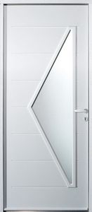 porte d'entrée / battante / en acier / semi-vitrée