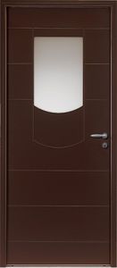 porte d'entrée / battante / en aluminium / semi-vitrée