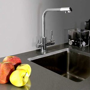 mitigeur en métal chromé / de cuisine / 1 trou
