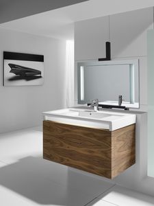 miroir mural / contemporain / rectangulaire / lumineux