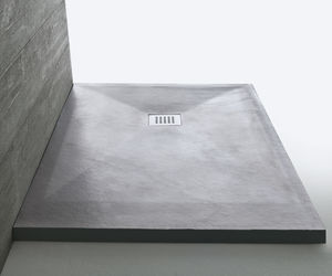 receveur de douche rectangulaire / en pierre / sur mesure / à fleur de sol