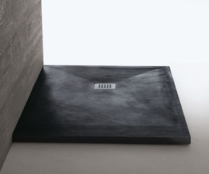 receveur de douche rectangulaire / en pierre / sur mesure / à fleur de sol