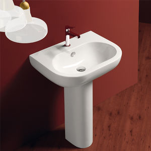 vasque sur pied / ovale / en céramique / contemporaine