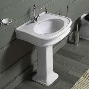 vasque sur pied / ovale / en céramique / classique