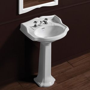 vasque sur pied / en céramique / contemporaine / avec mitigeur