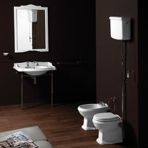 WC à poser / en céramique / avec chasse d'eau en hauteur / avec manette