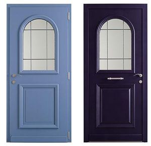 porte d'entrée / battante / en aluminium / en pin