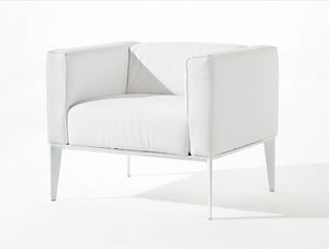 fauteuil contemporain / en tissu / en cuir / orange