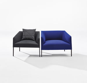 fauteuil contemporain / en tissu / en cuir / noir