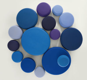 pouf contemporain / en tissu / en cuir / rond