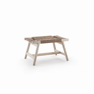 table d'appoint contemporaine / en cuir / en bois massif / rectangulaire