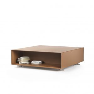 table basse contemporaine / en cuir / rectangulaire / avec rangement