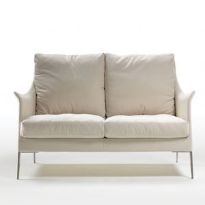 canapé compact / contemporain / en tissu / en cuir