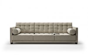 canapé contemporain / en cuir / en tissu / 3 places