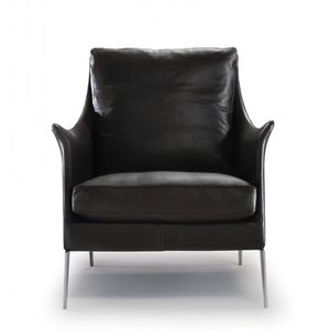 fauteuil contemporain / en métal / en tissu / en cuir