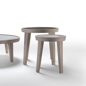 table d'appoint contemporaine / en marbre / en bois massif / rectangulaire