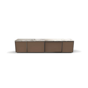 meuble de télévision contemporain / en bois / en cuir / en marbre