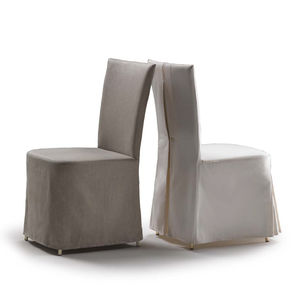 chaise de salle à manger contemporaine / avec revêtement amovible / en métal / en tissu