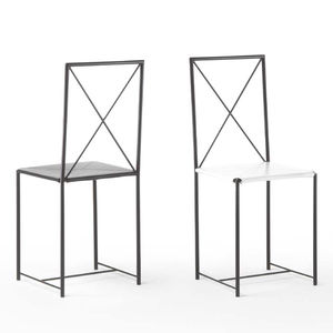 chaise contemporaine / en cuir / en métal laqué