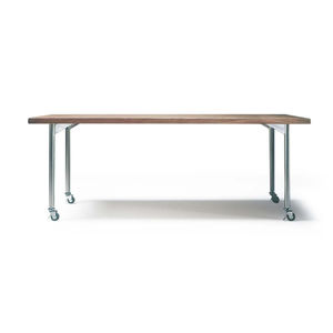 table contemporaine / en bois / en métal / rectangulaire