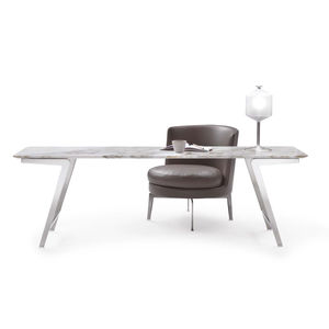 table contemporaine / en métal / en marbre / en bois massif