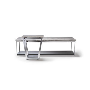 table basse contemporaine / en bois teinté / en métal / en marbre