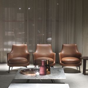 fauteuil contemporain / en tissu / en cuir / en bois massif