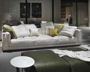 canapé contemporain / en tissu / en cuir / 3 places