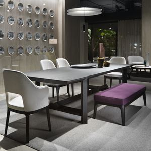 table à manger contemporaine / en bois teinté / rectangulaire