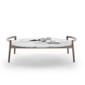 table basse contemporaine / en bois / en marbre / ronde